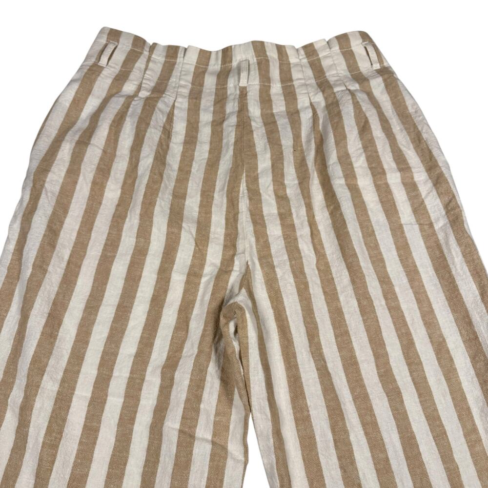 J.Crew Striped Linen Cotton Paperbag Pants Women's Cropped Coastal Chic- Size 10 - Picture 6 of 10